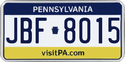 PA license plate JBF8015