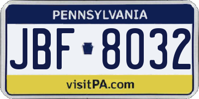 PA license plate JBF8032