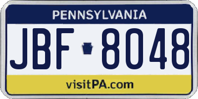 PA license plate JBF8048