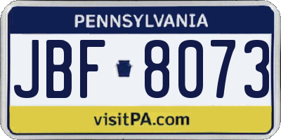 PA license plate JBF8073