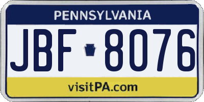 PA license plate JBF8076