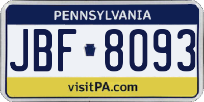 PA license plate JBF8093