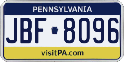 PA license plate JBF8096