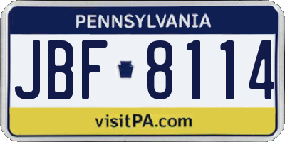 PA license plate JBF8114