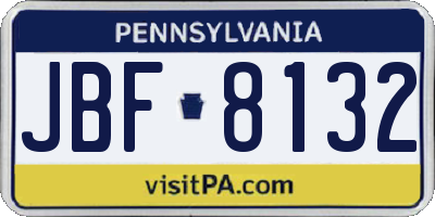 PA license plate JBF8132
