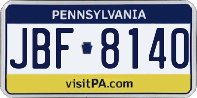 PA license plate JBF8140