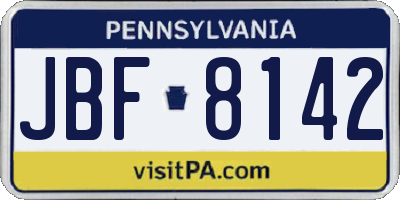PA license plate JBF8142