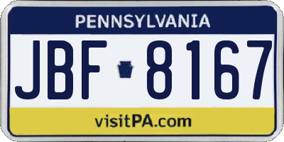 PA license plate JBF8167