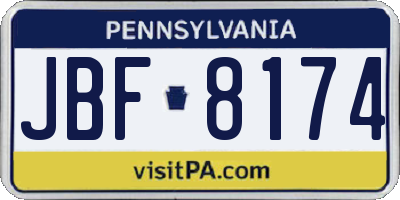 PA license plate JBF8174