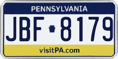 PA license plate JBF8179