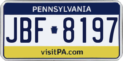 PA license plate JBF8197