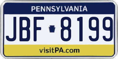 PA license plate JBF8199