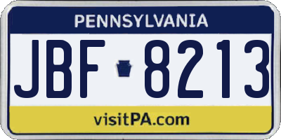 PA license plate JBF8213