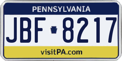 PA license plate JBF8217