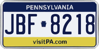 PA license plate JBF8218