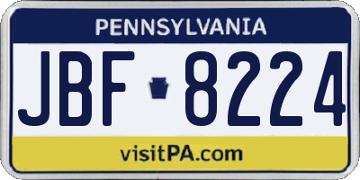PA license plate JBF8224