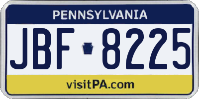 PA license plate JBF8225