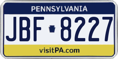 PA license plate JBF8227