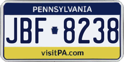PA license plate JBF8238
