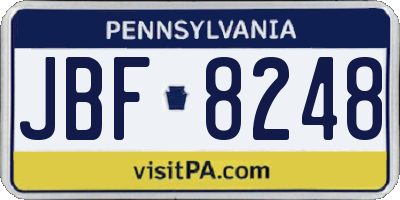 PA license plate JBF8248