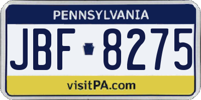 PA license plate JBF8275