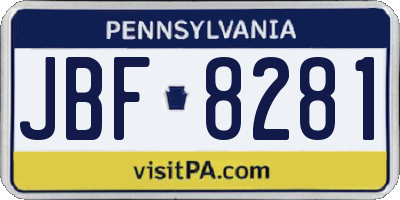 PA license plate JBF8281