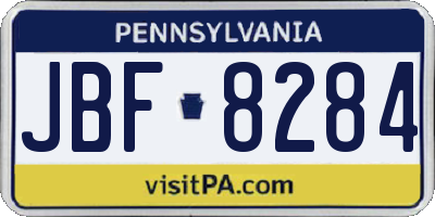 PA license plate JBF8284