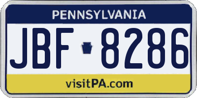 PA license plate JBF8286