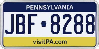 PA license plate JBF8288