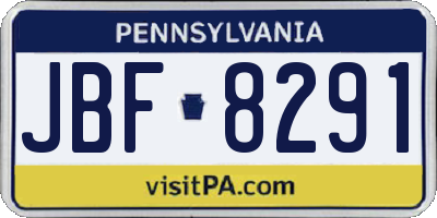 PA license plate JBF8291