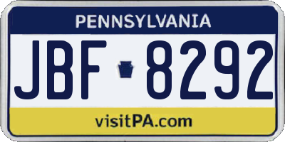 PA license plate JBF8292