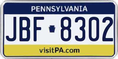 PA license plate JBF8302