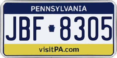 PA license plate JBF8305