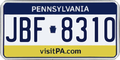 PA license plate JBF8310
