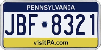 PA license plate JBF8321