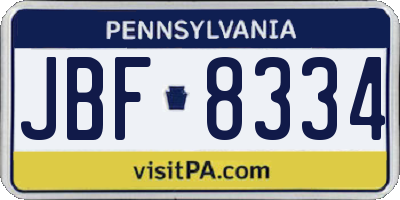 PA license plate JBF8334