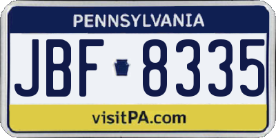 PA license plate JBF8335
