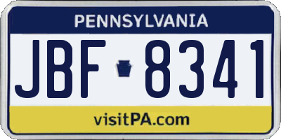 PA license plate JBF8341