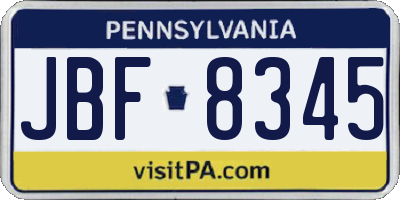 PA license plate JBF8345