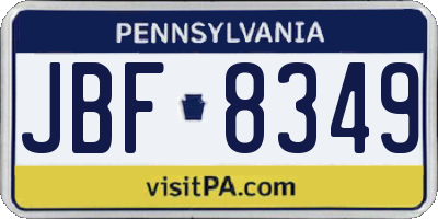 PA license plate JBF8349