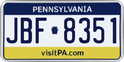 PA license plate JBF8351