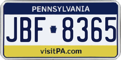 PA license plate JBF8365