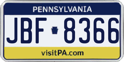 PA license plate JBF8366