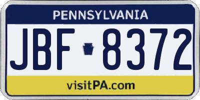 PA license plate JBF8372