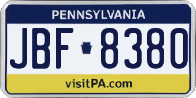PA license plate JBF8380
