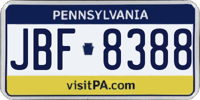 PA license plate JBF8388