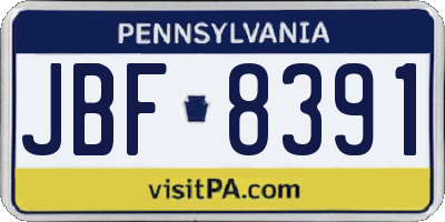 PA license plate JBF8391