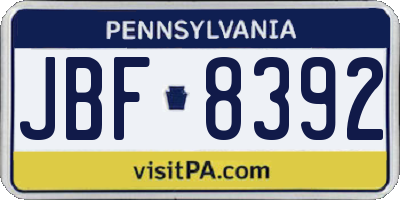 PA license plate JBF8392