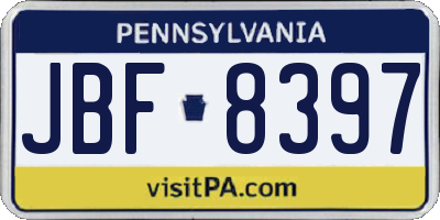 PA license plate JBF8397