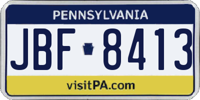 PA license plate JBF8413